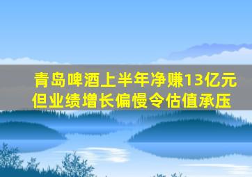 青岛啤酒上半年净赚13亿元 但业绩增长偏慢令估值承压